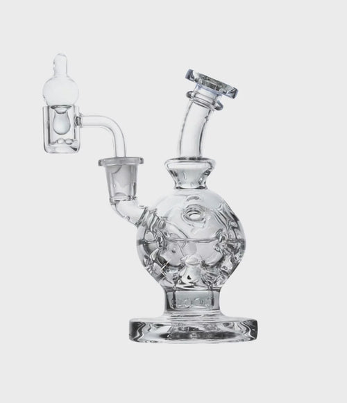 Full Color Wulf Mods Atom 14mm Dab Rig with Quartz Banger Animated\ on White Background [auto-mp4]