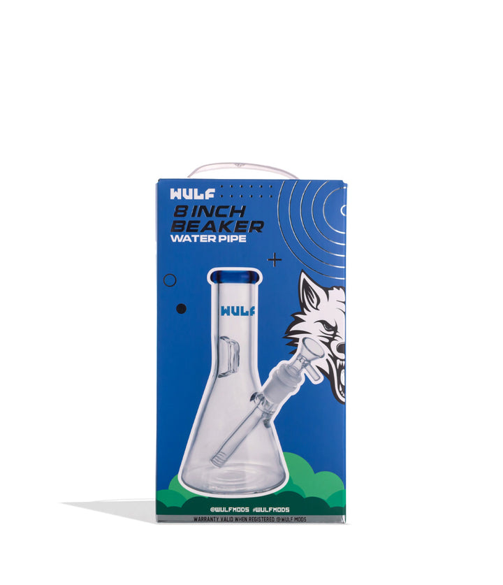 Blue Wulf Mods 5mm 8inch Beaker Water Pipe Packaging Front View on White Background