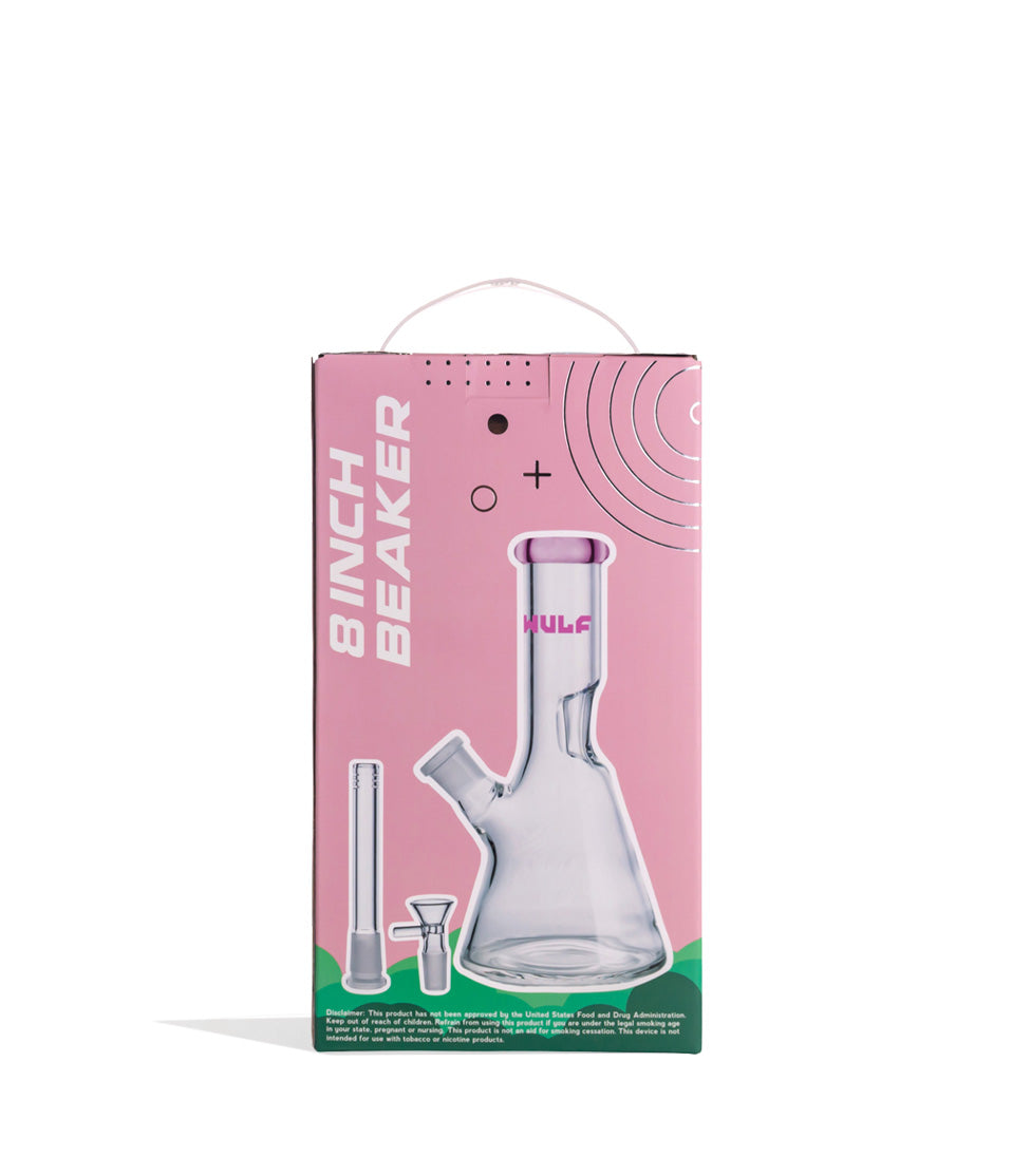 Pink Wulf Mods 5mm 8inch Beaker Water Pipe Packaging Back View on White Background