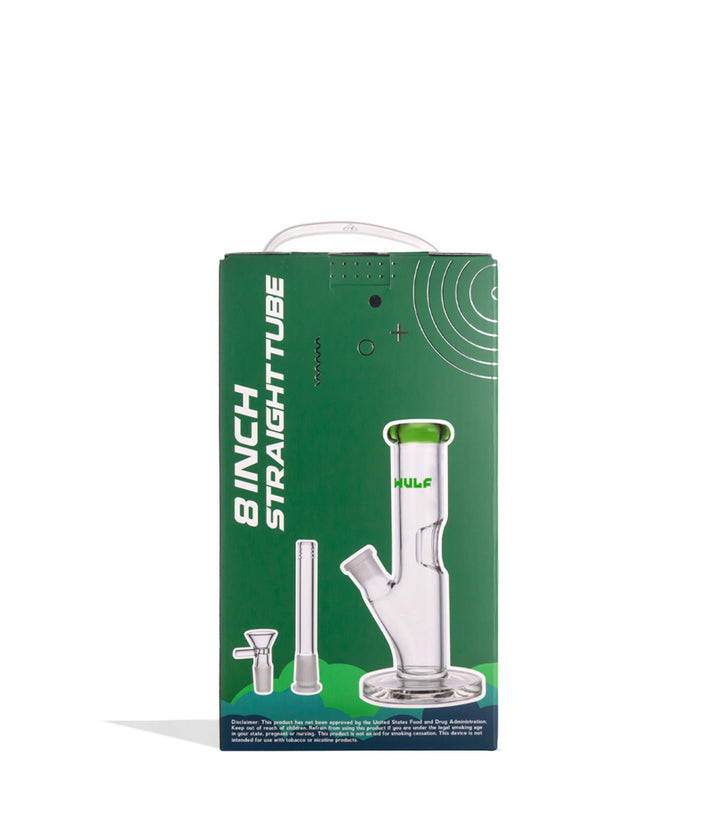 Green Wulf Mods 5mm 8inch Straight Water Pipe Packaging Back View on White Background