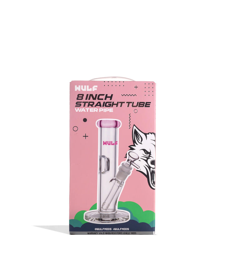 Pink Wulf Mods 5mm 8inch Straight Water Pipe Packaging Front View on White Background