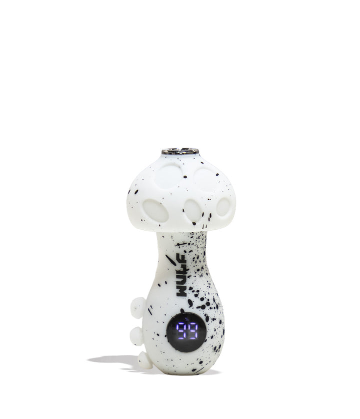 White Black Spatter Wulf Mods TRYP Mushroom Shaped Variable Voltage Battery Front View on White Background